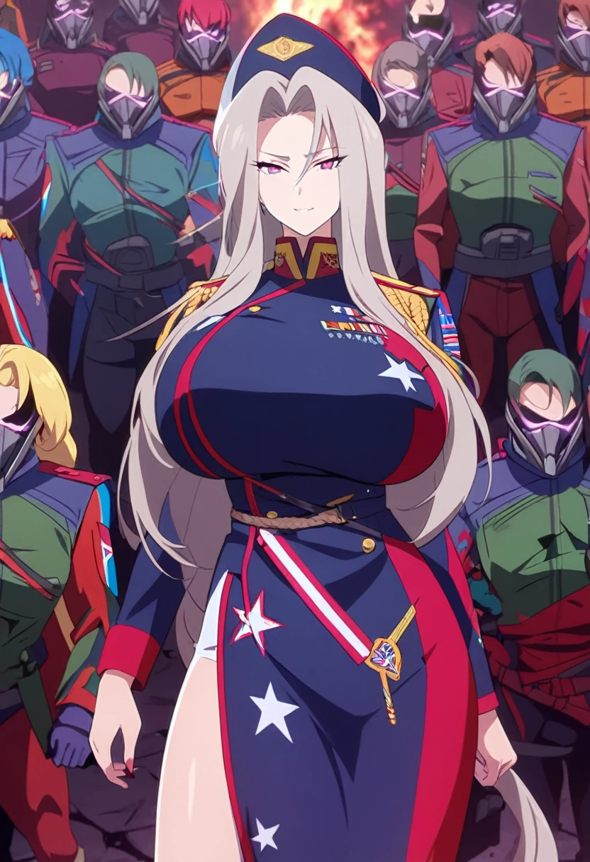 (Mature Woman),(Big Breasts),(Long Hair),パワーレンジャー standing in a line,Special Effects,Colorful combat uniforms,Promotional Steel,Fallen into evil
