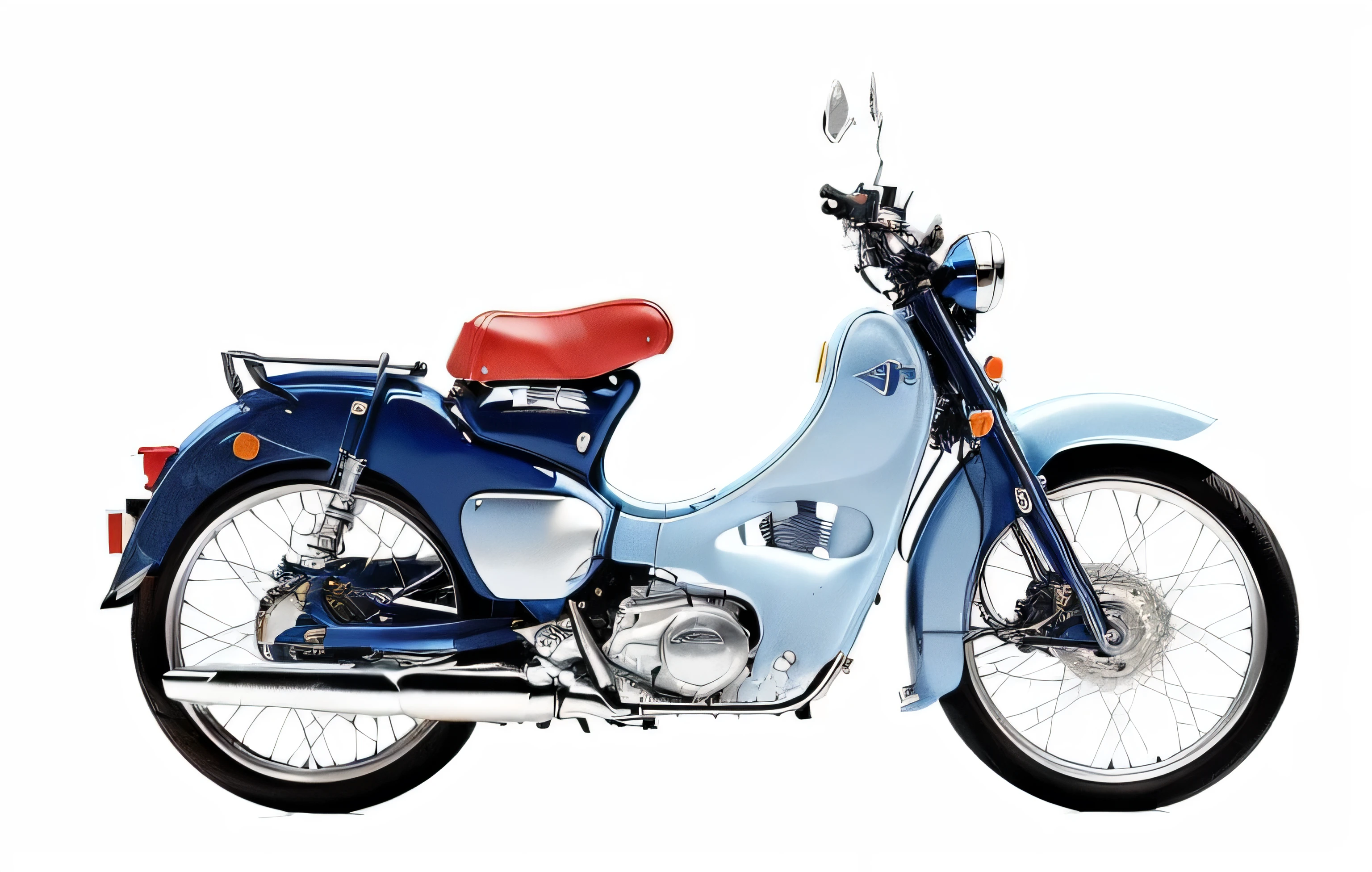 arafed blue and white motorcycle with red seat and black background, moped, super model-s 100, 2 0 1 0, 2010, 2 0 0 9, 2009, n - 6, n -4, n-4, n - 4, n- 4, 2011, 2 0 1 1