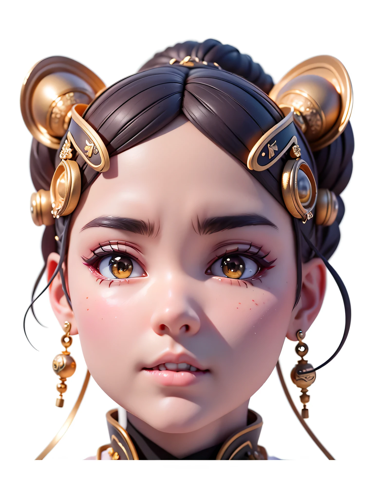 a close up of a woman with a headpiece and earrings, 8k portrait render, hyperdetailed fantasy character, artwork in the style of guweiz, 3 d render character art 8 k, unreal engine render + a goddess, guweiz, detailed face of a asian girl, photorealistic anime girl render, artgerm ; 3d unreal enginechibi,blindbox, plastican00d,(best quality, 4k, 8k, highres, masterpiece:1.2), ultra-detailed, playful, cartoon, cute, 3d rendering,