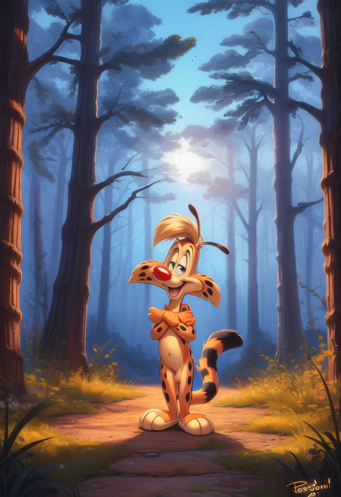 BonkersTVTonAniYif,  naked, nude, red nose, (white gloves),  (bright light colors, tail, chibi,  ((tail)))
[day, Forest, clearing, sky, small houses, grass around the road,]  (beautiful, aesthetic, perfect, delicate, intricate, masterpiece,)    without shoes, paw, (standing, looking around, smiling, happy expression, innocent,) hands on hips,
(light from the window, beautiful, aesthetic, perfect, delicate, intricate), masterpiece, digital drawing, best quality,BREAC,  (intricate:0.9), (masterpiece, best quality, 4k, 2k, shaded, absurd res)
by Noriyoshi Ohrai, by Personalami, by Pixelsketcher