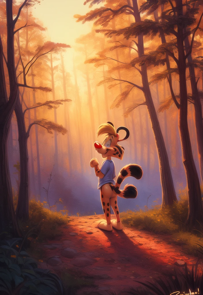 BonkersTVTonAniYif,  naked, nude, red nose, (white gloves), shirt,  (bright light colors, tail, chibi,  ((tail)))
[day, Forest, clearing, sky, small houses, grass around the road,]  (beautiful, aesthetic, perfect, delicate, intricate, masterpiece,)    without shoes, paw, (standing, looking around, smiling, happy expression, innocent,)
(light from the window, beautiful, aesthetic, perfect, delicate, intricate), masterpiece, digital drawing, best quality,BREAC,  (intricate:0.9), (masterpiece, best quality, 4k, 2k, shaded, absurd res)
by Noriyoshi Ohrai, by Personalami, by Pixelsketcher