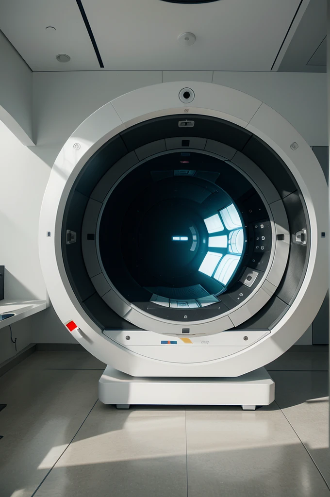 futuristic MRI machine interior, minimal, photorealistic