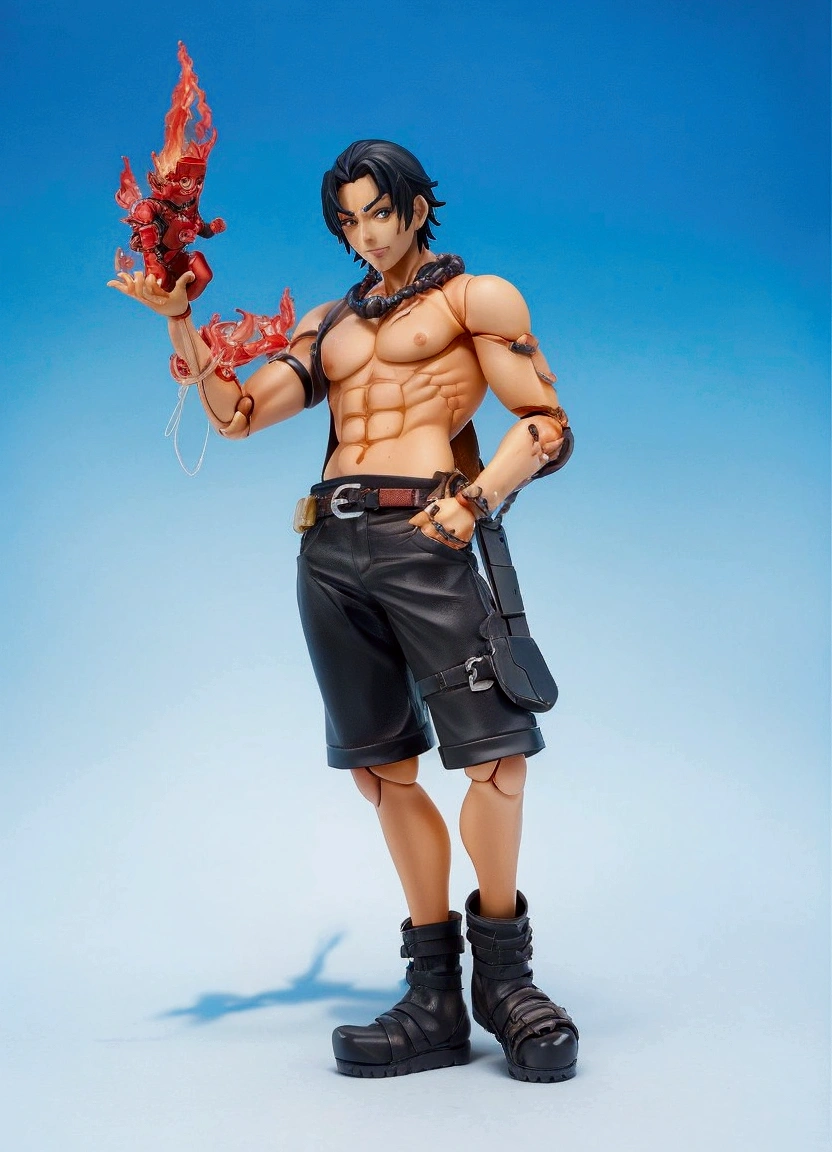 Statue of Arafed, a man with a burning arm, Pop-up Parade Figures, Listen to me, 1 / 6. Katsuya Terada, Whole body 1 / 6 nihei tsutomu, 1 / 8 katsuya terada, Anime Action Figures, Full body close-up shot, Only one figure, Anime Figures, From 1 piece, One-piece style
