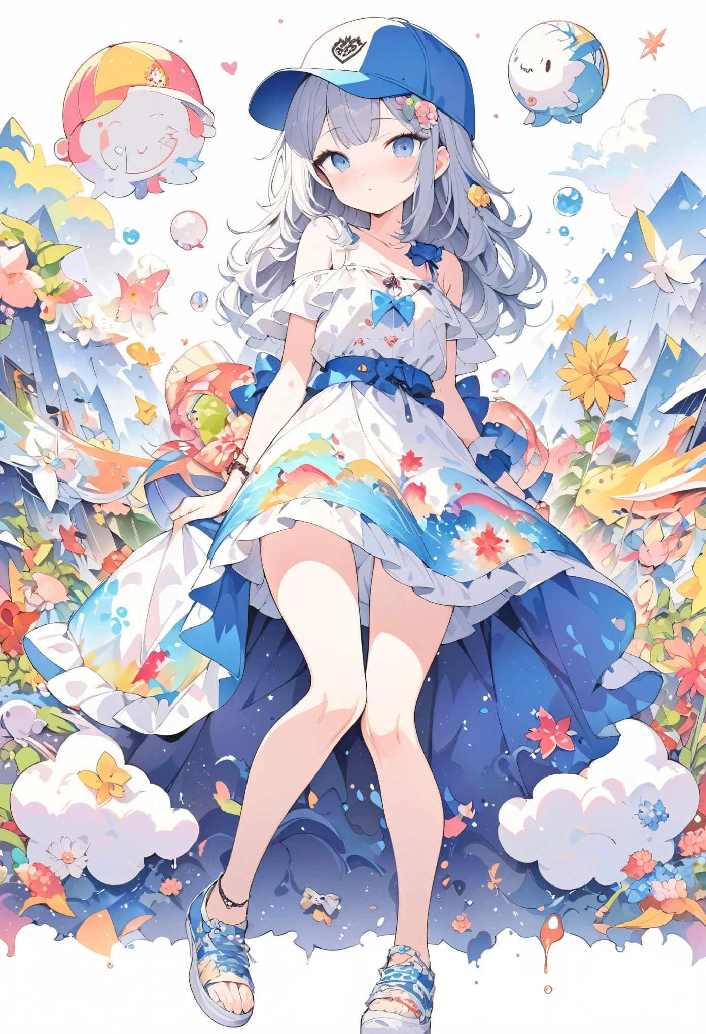 Momoko Sakura Style、8K quality、Intense watercolor, detailedな水彩アート, Watercolor splash, Surreal, Avant-garde pop art, Beautiful and expressive paintings, Beautiful artwork illustration, Very colorful tones, wonderful, Cool Beauty, Highest quality、Official Art, Vector art, Stylish design, (((The most beautiful girl in summer clothes))), (((Highest quality))), High resolution, ((detailed)), (((Doodle Art)), ((masterpiece)), ((Super detailed)),,(((Shyness))),((Sexual)),(((Background white))),((Baseball cap))