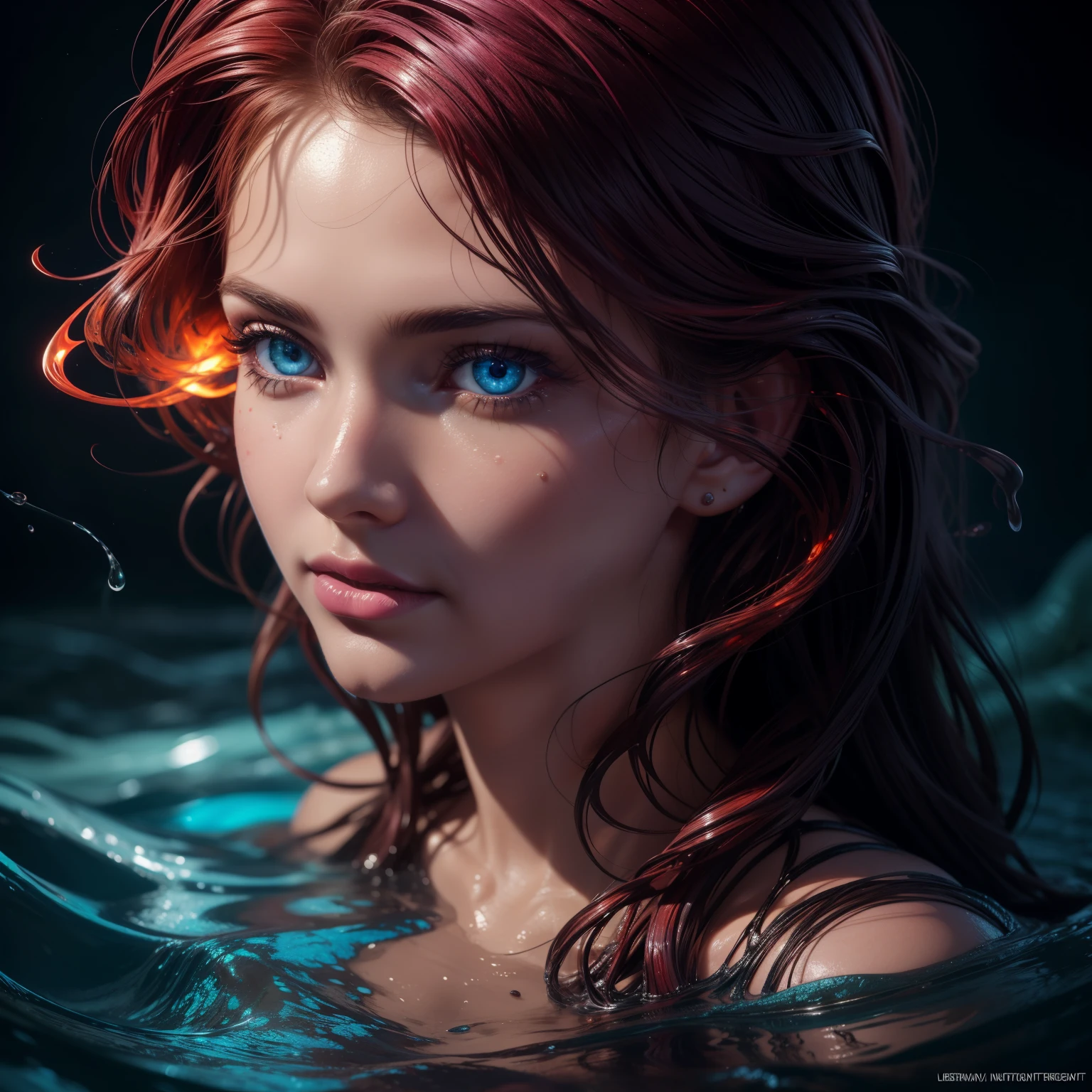 ultra detailed artistic abstract photography of liquid lust, detailed captivating eyes on molten statue, asymmetrical, gooey liquid hair, color exploding lips, highly refractive skin, Digital painting, colorful, volumetric lighting, 8k, by Cyril Rolando, by artgerm, Trending on Artstation, 16k resolution, 300 dpi, 600 dpi, 4k, Contest winner, High definition, detailed, realistic, 8k uhd, high quality, subsurface scattering, translucent skin, glow, bloom, Bioluminescent liquid, vibrant,Leonardo Style
