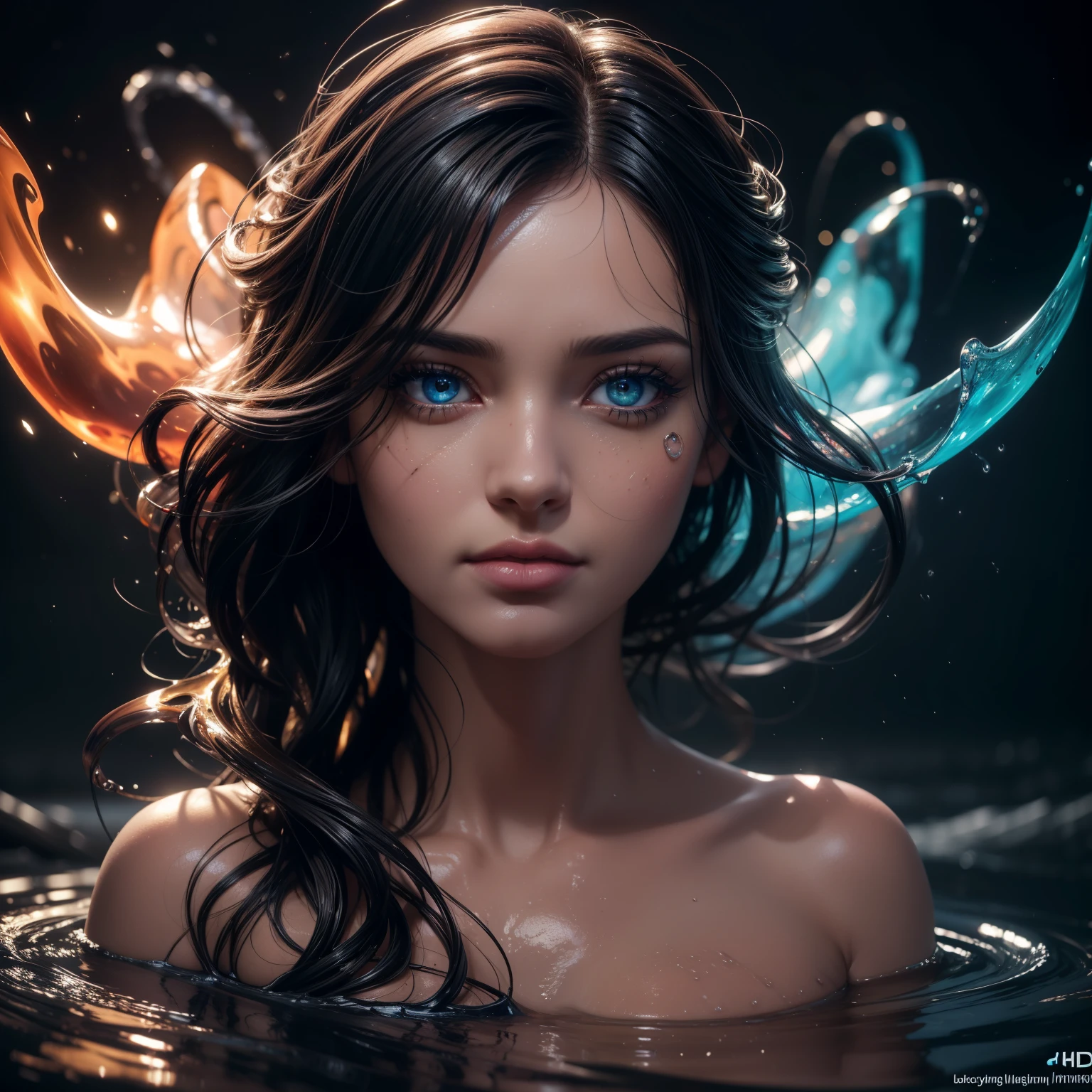 ultra detailed artistic abstract photography of liquid lust, detailed captivating eyes on molten statue, asymmetrical, gooey liquid hair, color exploding lips, highly refractive skin, Digital painting, colorful, volumetric lighting, 8k, by Cyril Rolando, by artgerm, Trending on Artstation, 16k resolution, 300 dpi, 600 dpi, 4k, Contest winner, High definition, detailed, realistic, 8k uhd, high quality, subsurface scattering, translucent skin, glow, bloom, Bioluminescent liquid, vibrant,Leonardo Style