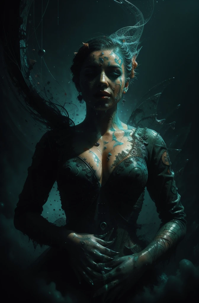 Alberto seveso art, dancing sillhouette, water ink, ink water, ink cloud, alberto seveso art, loose painting style, intricate detail, cinematic lighting, octane render, 8k render, volumetric lighting