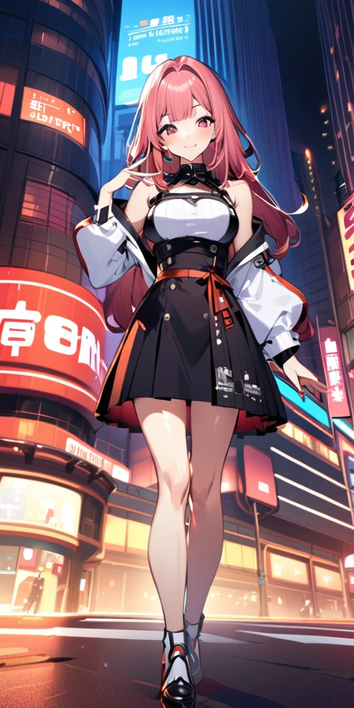 ((Highest quality、masterpiece、Anime Style、Highest quality、High resolution、8k、detailed、ultra-detailed:1.3))、Long legs、Sharp focus:1.2, Beautiful woman with perfect figure:1.4、(smile:1.2), double eyelid、30-year-old woman、Sexy pose、((((Shut your mouth.、One Woman、ワンピース:1.5)))),The background is tokyo
