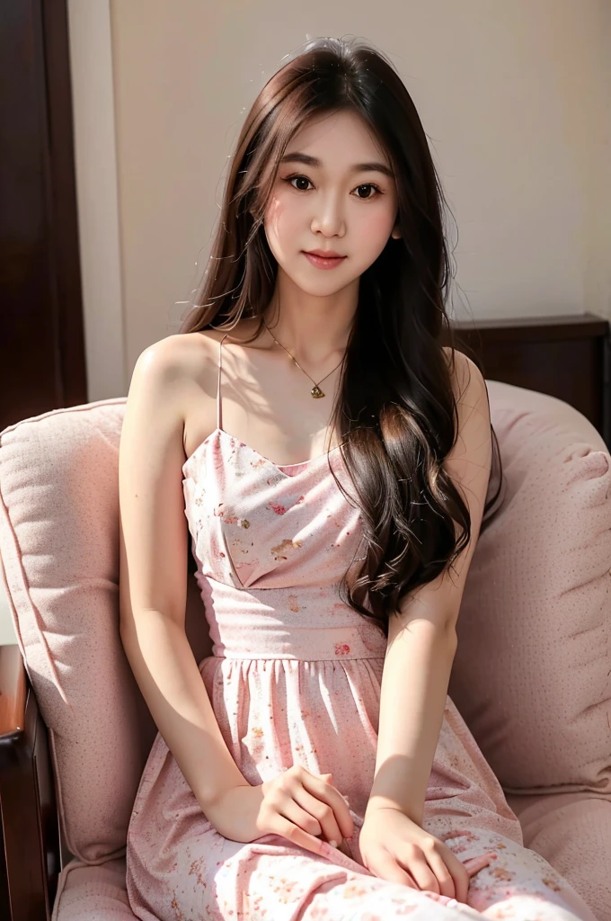 Expires in 14 days A young and sweet girl,very young,energetic,Round head,Round head,Slightly fat,Slightly fat,Young and beautiful,Pink skin,High raised chest,looking at the audience,Smile,Slightly fat body,Exquisite facial features,blushing,Pink skin,black hair,big eyes,high nose bridge,little cherry mouth,Wearing a floral dress,Leaking the neck,Necklace around the neck,indoor,The background is a window,It was cosy