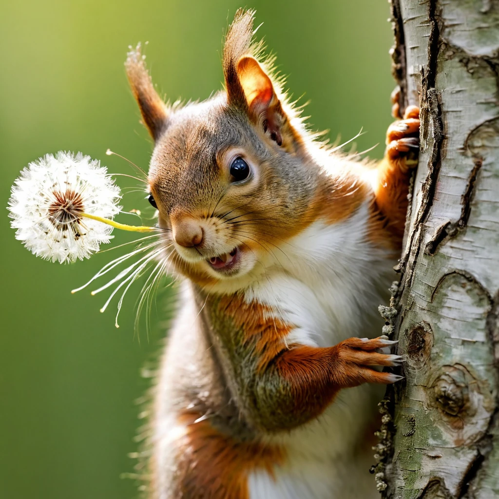 (masterpiece), (best quality), (ultra-detailed), 
(film grain),ultrarealistic 4k,photoart_style,

(portrait of a cute An adorable fluffy greyish-red squirrel stretches from a birch tree trunk, reaching out to touch a delicate white dandelion seed head, against a soft-focus green background, a gentle interaction of wildlife :: bright and bold colors, intricate details, surreal and comical, fantastically fun),

realistic,,dark black tone,Cinematic Lighting, movie-level texture, hand-painted details, epic, meticulous,perfect composition, dynamic play of light, rich colors, epic shot, perfectly quality, natural textures,high detail, photoshadow, (natural colors, correct white balance, color correction, dehaze),(intricate detailed)
(double exposure photo:1.4), (primary color tones:1.2), (underexposed:1.2), (matte finish:1.2), light leaks, high detail, soft focus, natural light, dynamic lighting, expressive, artistic, ethereal, contemplative, serene, 85mm lens, f/1.8, vibrant, layered textures, dreamy, nostalgic, illustration, perfect composition, intricate details