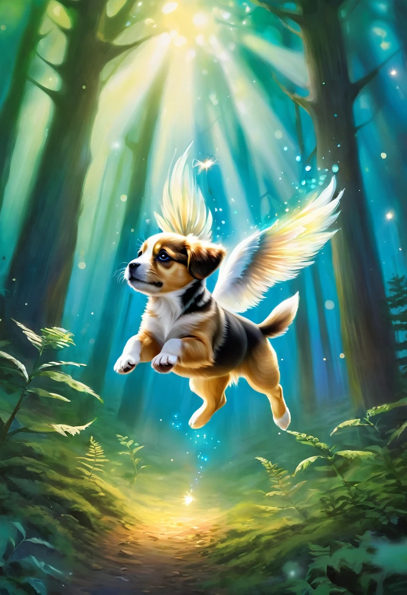 Flying Puppy, propeller hat, blue sky, bird, plane