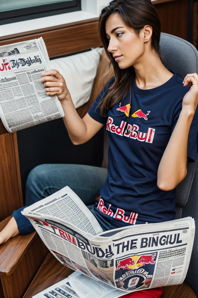 Red bull reads a newspaper with the name IgorBykovNews, logo