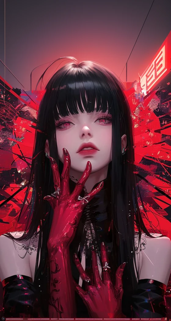 a close up of a woman with red paint on her face, detailed digital anime art, anime cyberpunk art, digital cyberpunk anime art, digital anime art, digital cyberpunk - anime art, gothic maiden anime girl, anime styled digital art, beautiful digital artwork, advanced anime digital art, cyberpunk anime art, cyberpunk anime girl, digital art on pixiv