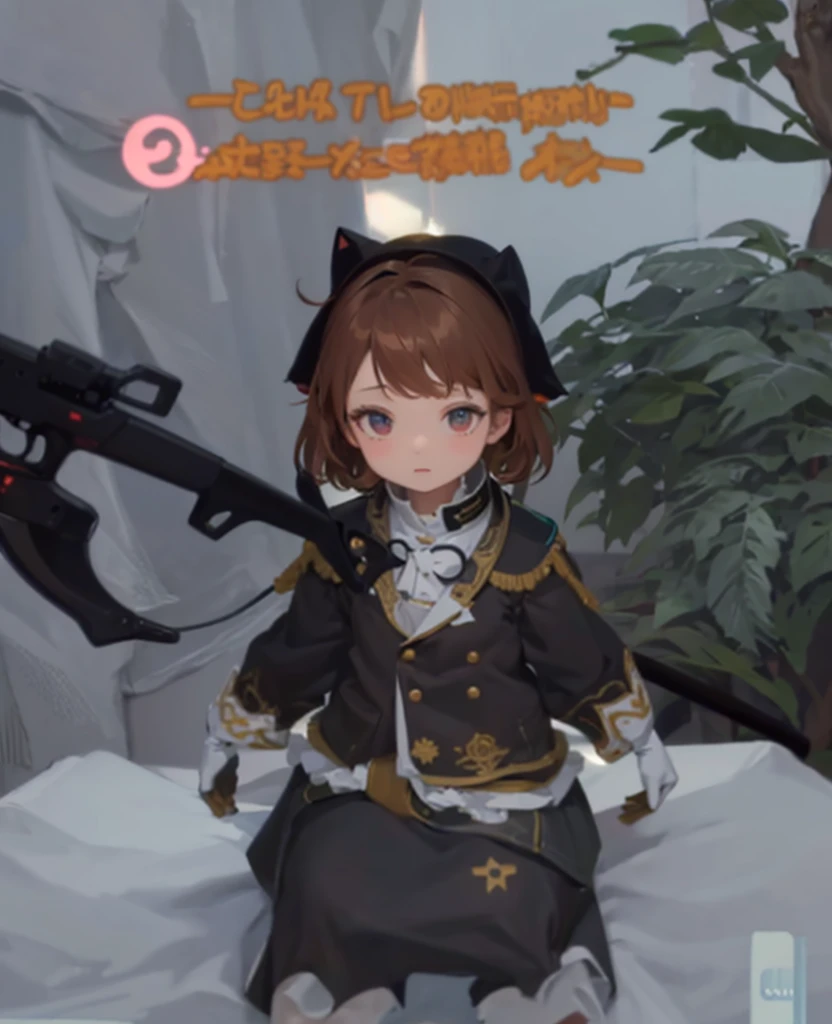 ผลงาน a small, humanoid figure with a cute, doll-like appearance, wearing a dark outfit with intricate details and accessories.
The character's attire includes:
Headgear: A dark headpiece, possibly a hat or hood, with decorations.
Top: A dark, long-sleeved top with light-colored accents, including a ruffled collar.
Gloves: Light-colored gloves with visible details.
Bottoms: Matching dark bottoms with light-colored patterns and possibly some lacing or embroidery.