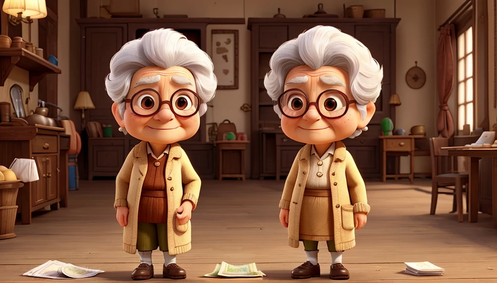 l, old lady give money to small boy