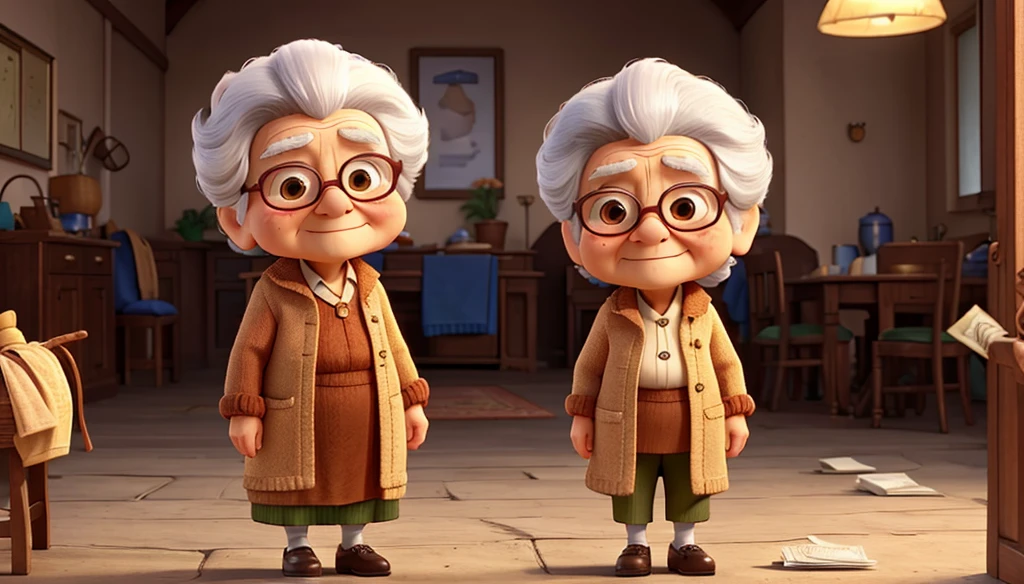 l, old lady give money to small boy