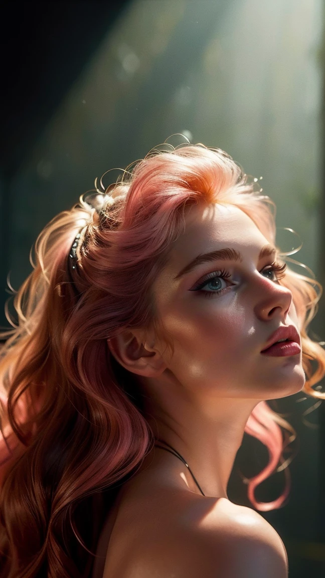 (((ultra realistic))) Photo, masterpiece, top quality, (Pale skin), (Ultra detailed face and eyes.:1.3), 1 girl, adult, En Lifchik, ((eye makeup, pink mascara)), ((big detailed lips)), ((pink wavy fur)), ((Chiolka)) , (natural breasts), Thin waist. ((Posing)), Photoshoot, studio (Contour lighting), (The game of lights and shadows), depth of field, bokeh, (Special attention to leather details.: 1.2), detailed leather texture, skin pores. (Bright atmosphere of the frame.. Color range: delicate, bright, yellow tones), DR, ((film grain)), ((good heavens)), (Glare), ((Photo from the back)) , ultra detialed,