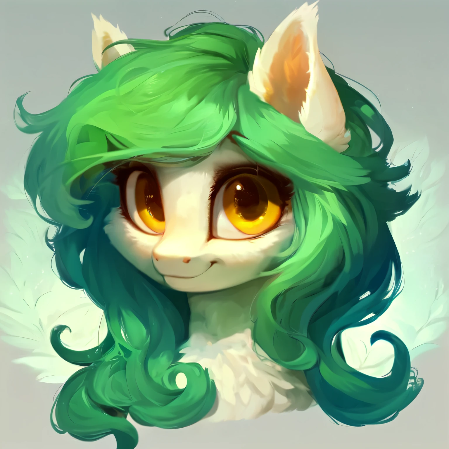 rating_safe, score_9, fluffy, a child , a little pegasus pony with spread wings.round cute face。She had white skin, Moss green mane, long mane,a happy smile, and innocent and clear golden eyes. happily,Childlike innocence。only 2 wings。She is a spiritually curious child。very cute,a child,small