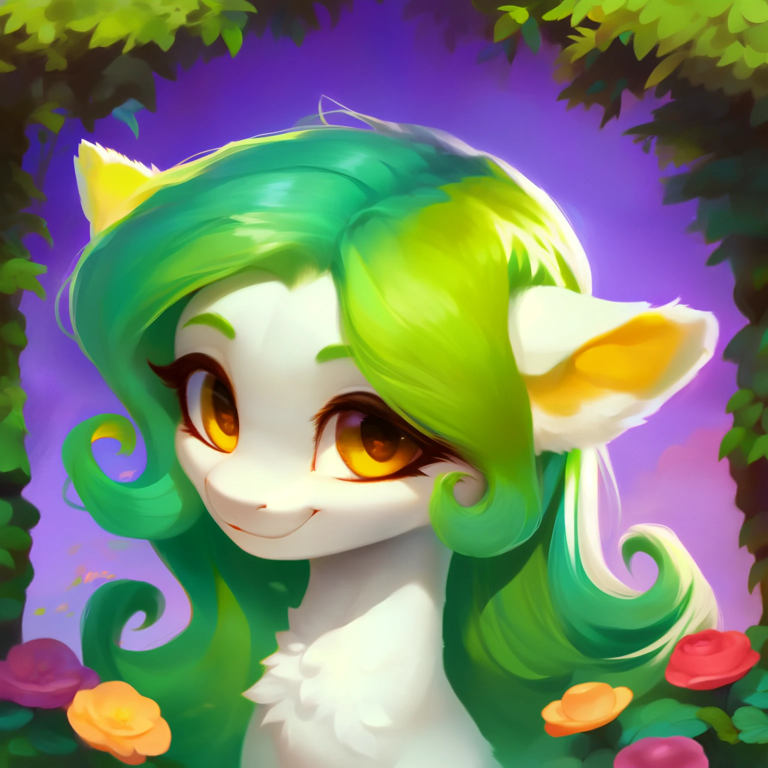 rating_safe, score_9, fluffy, a child , a little pegasus pony with spread wings.round cute face。She had white skin, Moss green mane, long mane,a happy smile, and innocent and clear golden eyes. happily,Childlike innocence。only 2 wings。She is a spiritually curious child。very cute,a child,small