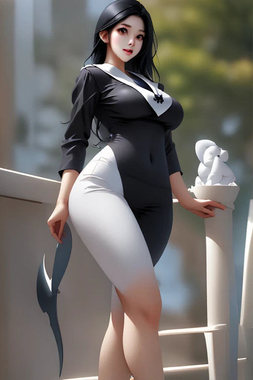 Shark tail woman、Long Breasts、Big Breasts、Black Hair、Shortcuts、Sailor suit