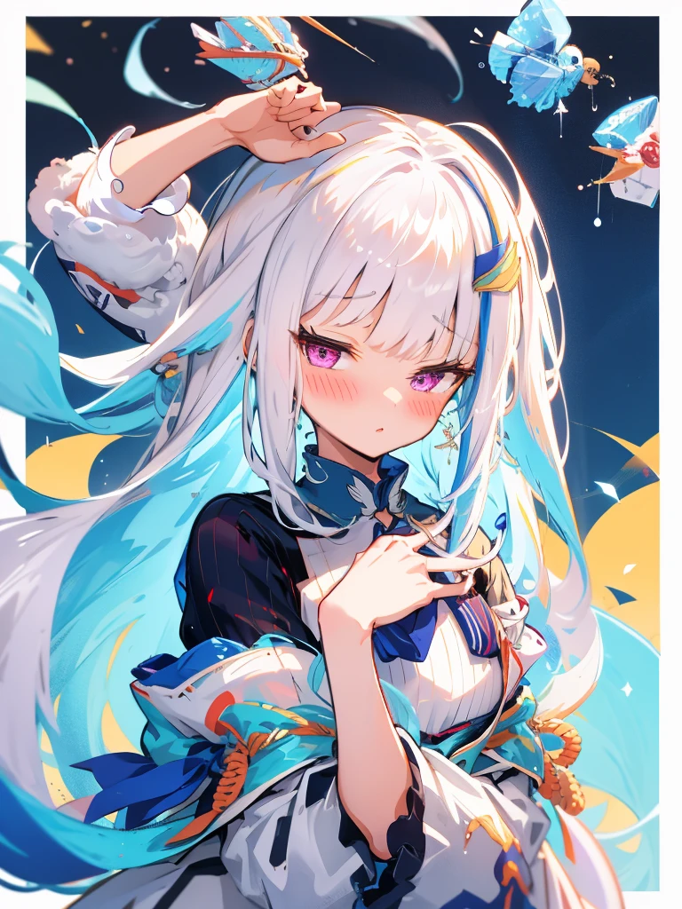 One girl, 独奏, long hair, blush, bangs,
