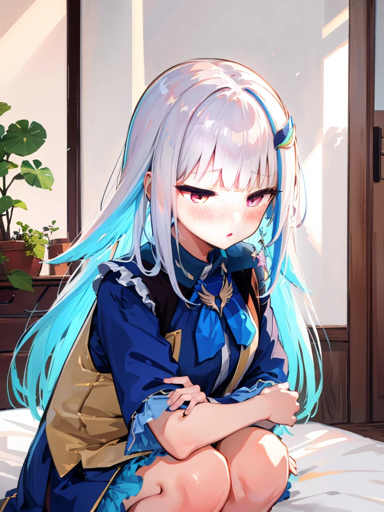  One girl, 独奏,   long hair, blush, bangs,