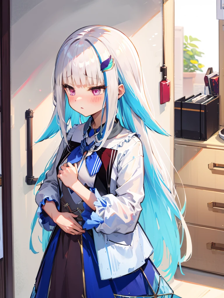 One girl, 独奏, long hair, blush, bangs,