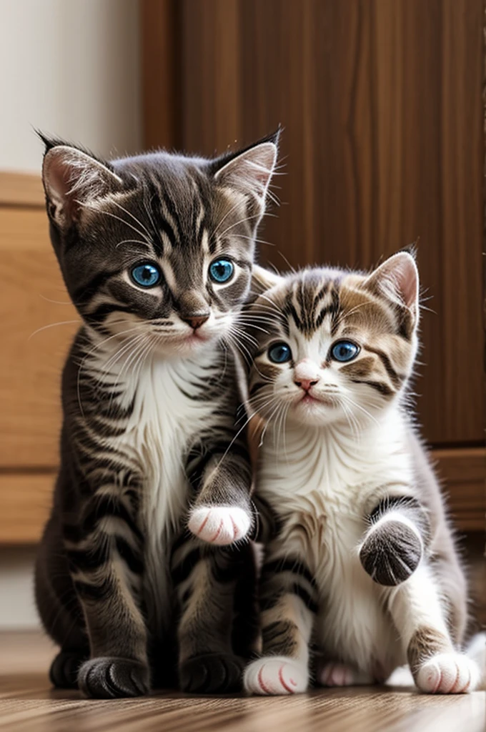 Ultra realistic super cute Kittens playing with yarn