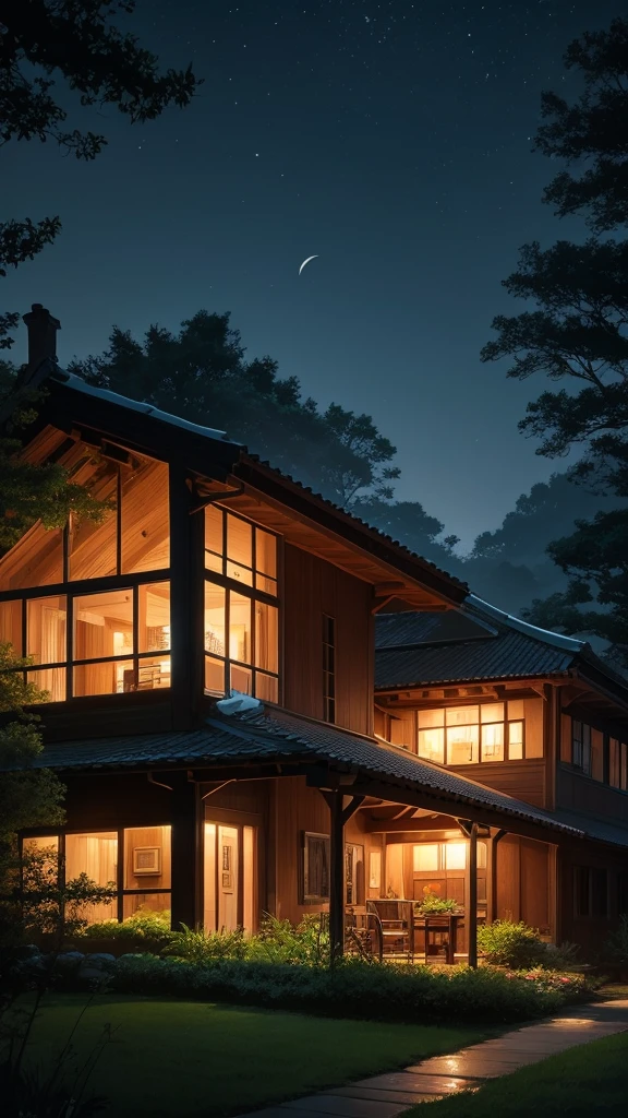 Night view、nature、relax、refresh、Illustration effect for posters and magazines, Old House
