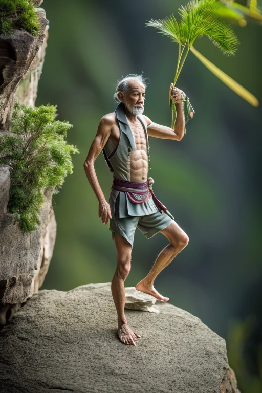 high resolution,8k,Accurate depiction,A neat picture,accurate structure,Delicate depiction,(((1man))),China,Deep in the mountains,A creature that is a hybrid of a human and a praying mantis,elder,Mantis human,Nimotozu,Praying mantis in a gi,Nimotozu,Japan Hands,顔はelder,upright