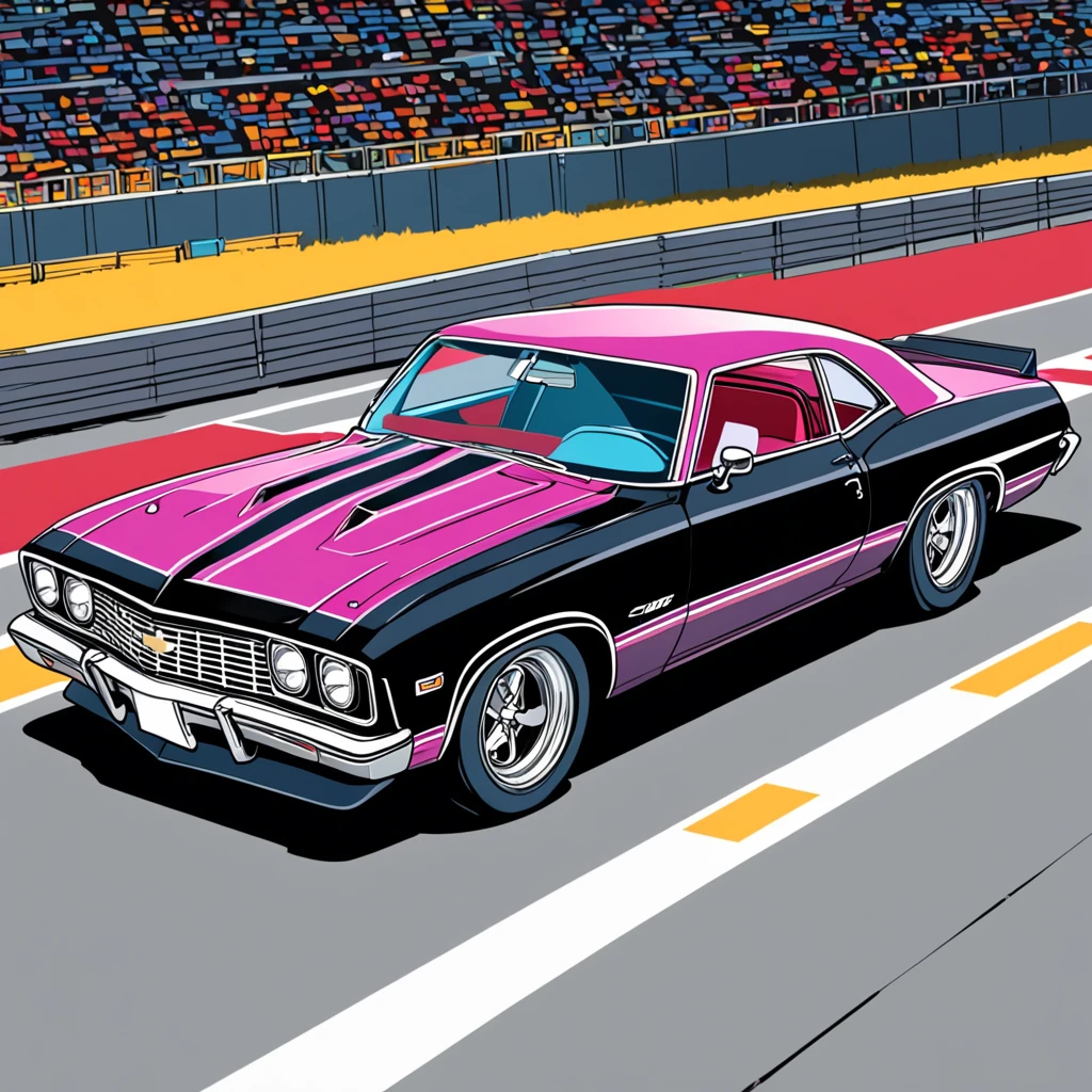 Anime style, T-shirt print, Chevrolet  ,Vector 2D, Extremely detailed, Vibrant eyes, , Super SVG