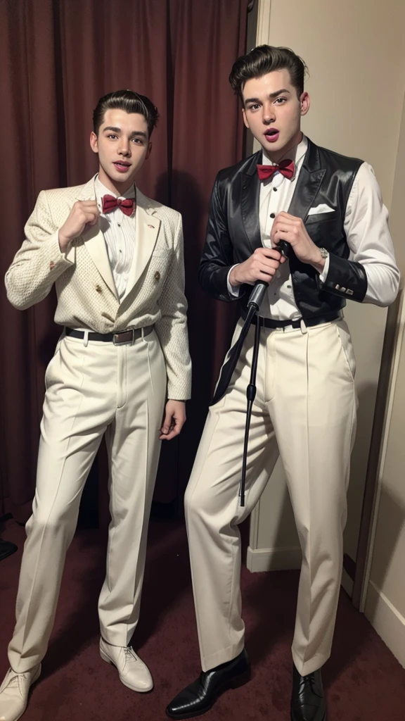 Two male singers 50s costume 50s