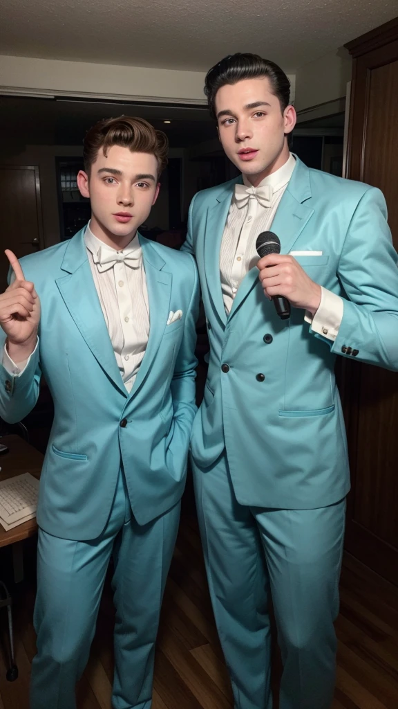 Two male singers 50s costume 50s