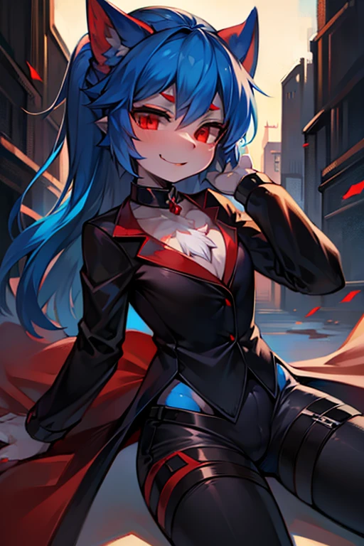 Famale Blue hair Red eyes Vampire 