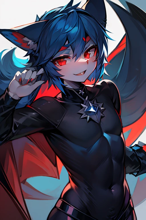Famale Blue hair Red eyes Vampire