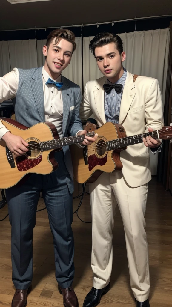 Two Male Singers 50s Costume 50s Guitar 