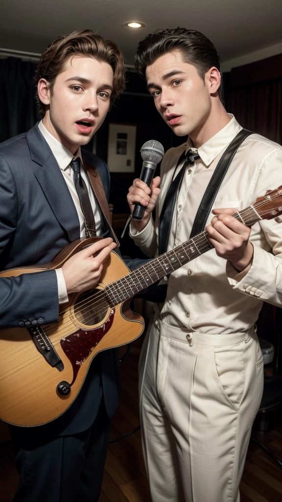 Two Male Singers 50s Costume 50s Guitar 