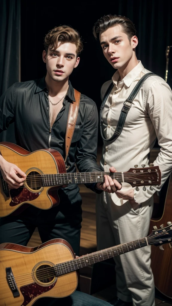 Two Male Singers 50s Costume 50s Guitar