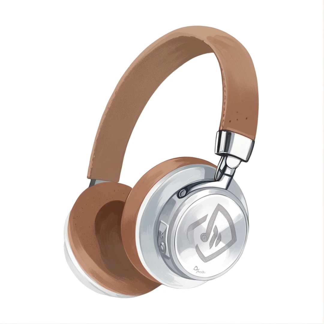 generate me a realistic image of a lady not ai carton,i nead realistic image of a lady putting on this actual headphone earing music note; don't change the headphone oo just put it on her head