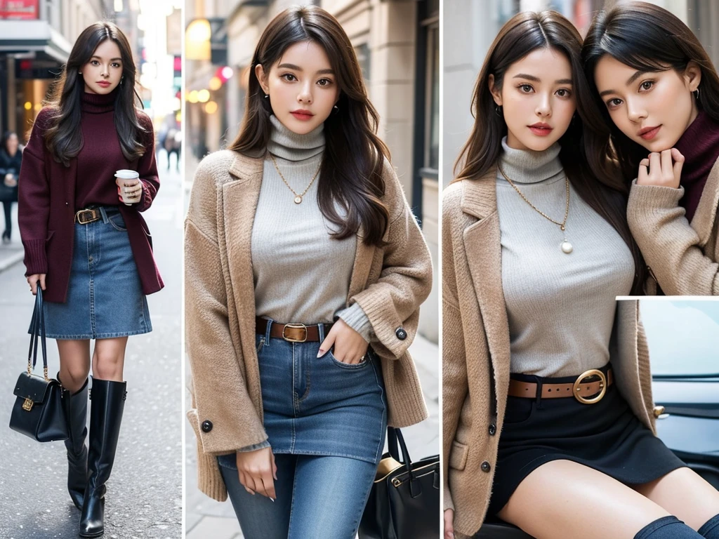 How to coordinate a woman's velvet material is the best way to style her. She is also careful about material selection and combines classic and trendy items. For example, she is wearing a tweed jacket and jeans, a thin cashmere turtleneck sweater with colorful accessories such as pearl necklaces. Rather than wearing clothes that are too tight to fit, she is wearing loose belts with thigh-length sweaters and leather boots under her skirt. It is also a good idea to make the most of the retro style of the 1960s.