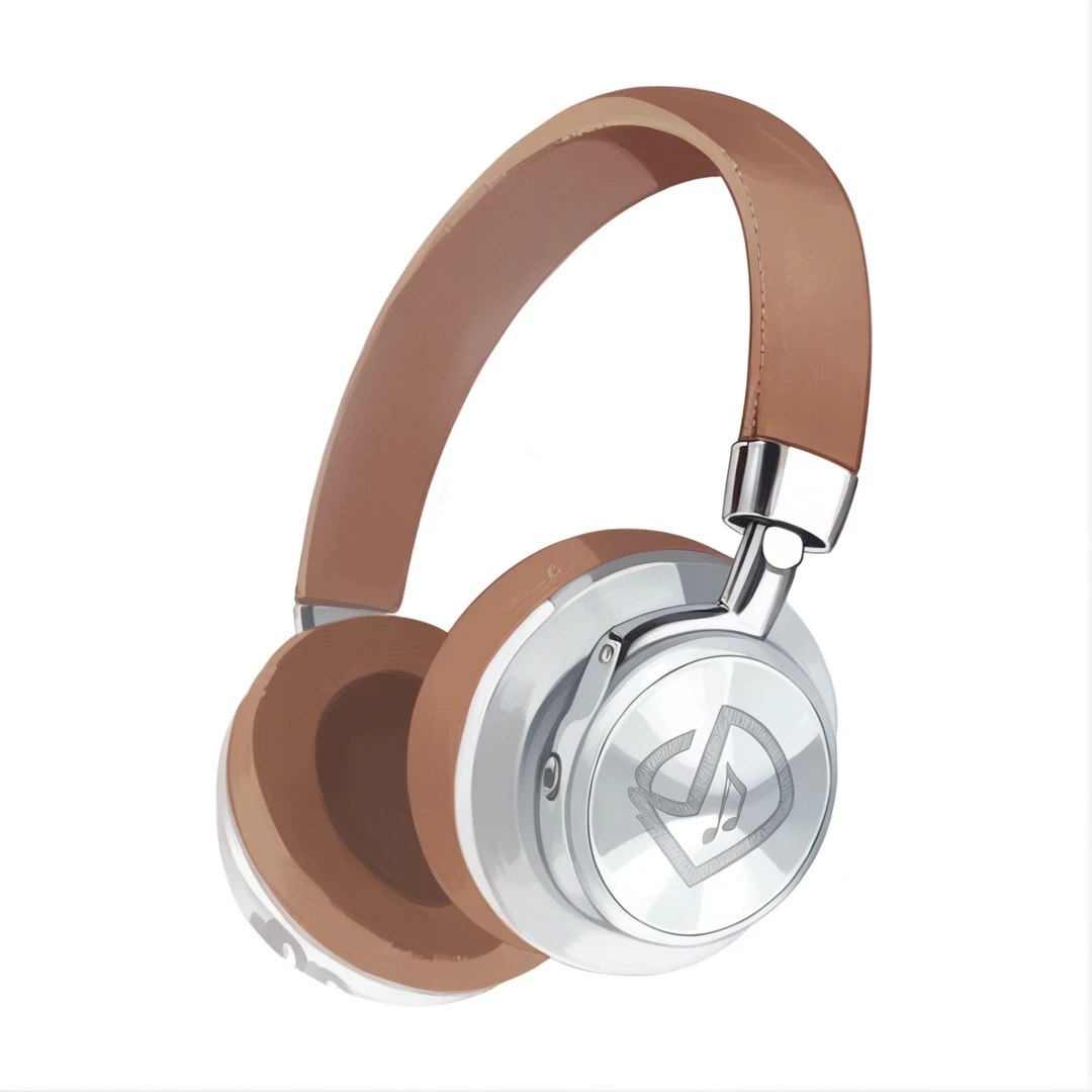 generate me a realistic image of a lady not ai carton,i nead realistic image of a lady putting on this actual headphone earing music note; don't change the headphone oo just put it on her head  with the lady putting on this headphone on her head