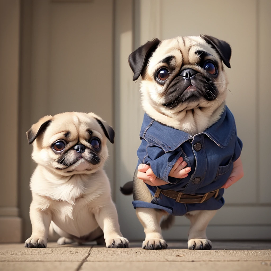 Cute pug puppy saying hello