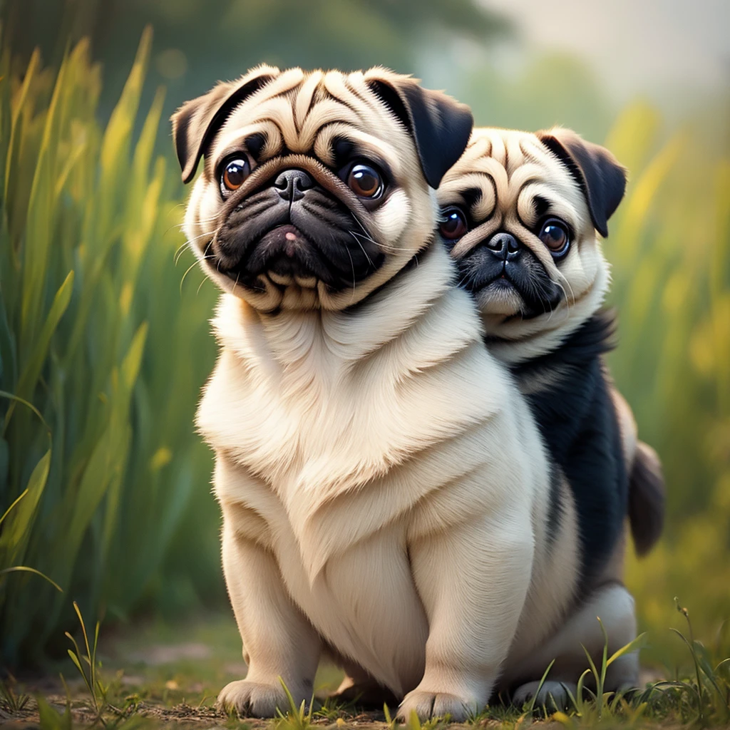 Pug's new trick(Hands、Sitting etc.)Showing off。Her proud expression and proud pose are adorable.。