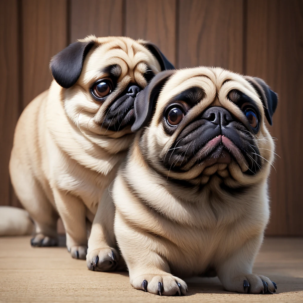 Pug&#39;s new trick（Hands、Sitting etc.）Showing off。Her proud expression and proud pose are adorable.。