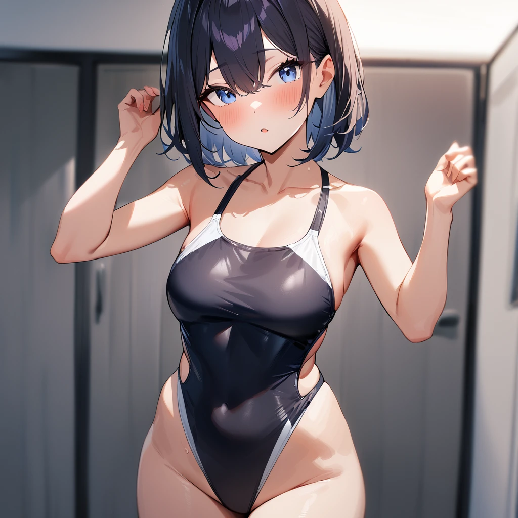 1 girl,Solo,blue eyes,(String swimsuit:1.3),masterpiece, best quality, very aesthetic, absurdres