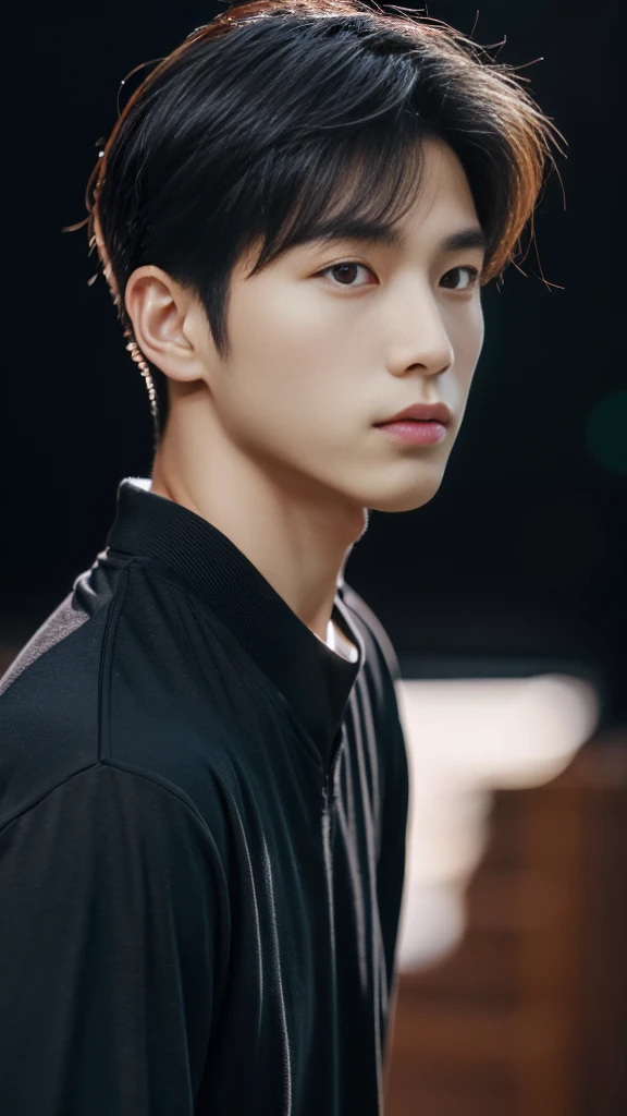 Asian alpha male wearing a black shirt looking at the camera, Shin Jinying, Kim Do-young, Paint Ulzzang, Shen Quanrui, korean men, Shin Jin Young&#39;s Aesthetics, faceเกาหลีที่น่ารัก, handsome young man&#39;face, Jaeyong Nam, beautiful eyes、Kim Taejoon, Hyungtae, Inspiration from Jong Suk Lee, Avatar, Korean artist, Jung Jae Hyo 