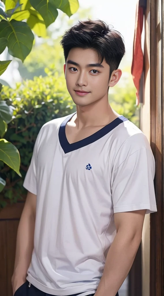 1ชายชาวเอเชียI have hair on my chest.. Aarav, who had black hair and body hair, stood and smiled., (Wear a navy T-shirt.), ปากrealistic สวยงาม, hairy person, Inspiration from Yan Juncheng, photorealistic!!!!!!! art style, smooth. digital photography, realistic. Cheng Yi, I have hair on my chest..,Inspiration from Russell, Dong Jun Lu has chest hair.., #2 Digital Photos Forever, art styleสมจริง, # 1 Digital Photo Forever, Inspiration from Zhang Han, Special eye details,Special eyebrow details. ภาพถ่ายrealistic