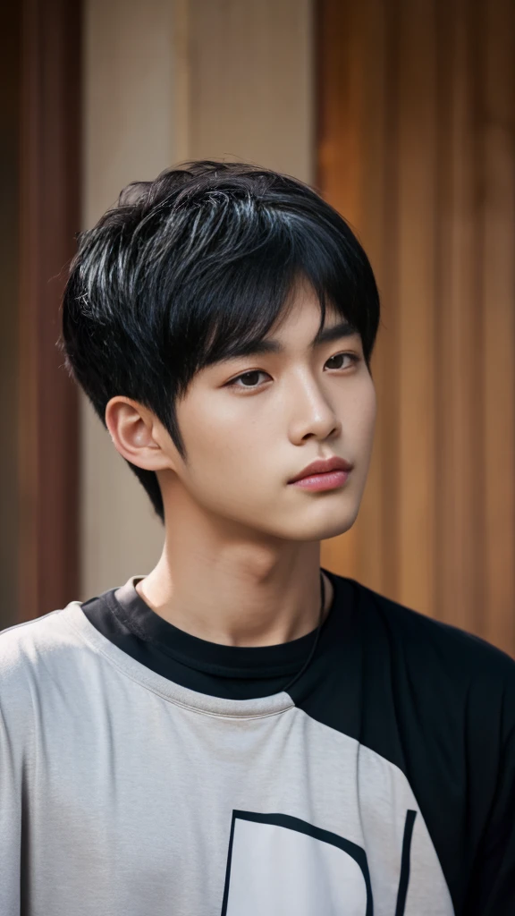 Asian alpha male wearing a black shirt looking at the camera, Shin Jinying, Kim Do-young, Paint Ulzzang, Shen Quanrui, korean men, Shin Jin Young's Aesthetics, faceเกาหลีที่น่ารัก, handsome young man'face, Jaeyong Nam, beautiful eyes、Kim Taejoon, Hyungtae, Inspiration from Jong Suk Lee, Avatar, Korean artist, Jung Jae Hyo