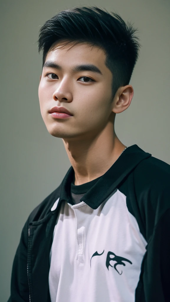 Asian alpha male wearing a black shirt looking at the camera, Shin Jinying, Kim Do-young, Paint Ulzzang, Shen Quanrui, korean men, Shin Jin Young's Aesthetics, faceเกาหลีที่น่ารัก, handsome young man'face, Jaeyong Nam, beautiful eyes、Kim Taejoon, Hyungtae, Inspiration from Jong Suk Lee, Avatar, Korean artist, Jung Jae Hyo