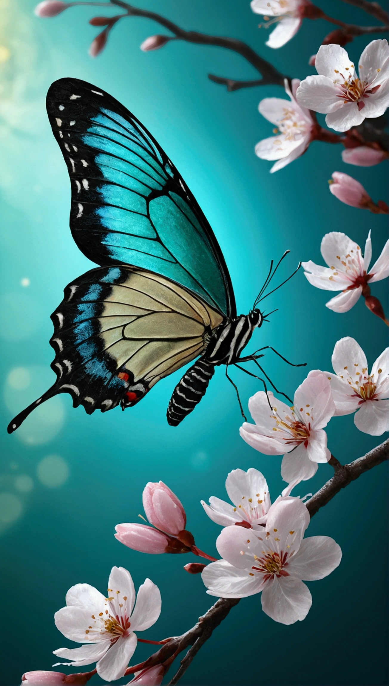 The background is verdigris,Moonlight,Everything is expressed in jewels, The arrival of spring, Mr.々Beautiful cherry blossoms
, Beautiful butterfly,View from below, 空から落ちてくるMr.々A gem, Amazingly beautiful scenery, Slightly hazy, wonderful, High resolution, 8k, (Highest quality, High resolution, Realistic:1.37), Shiny metallic flowers, Intricate and delicate petals, Reflective surface, Vibrant colors, Intricate details, Close-up view, 超Realisticな庭園, 超Realisticな美しさ, Dreamy atmosphere, Fine art, Abstract Plants, Metallic engraving, Contrasting Textures, Mysterious glow